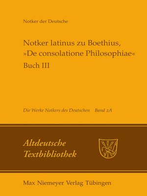 cover image of Notker latinus zu Boethius, »De consolatione Philosophiae«